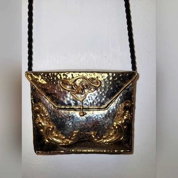 Vintage Mixed Metal Ornate Box Purse - Gold/Silver/Copper Baroque Casket Bag